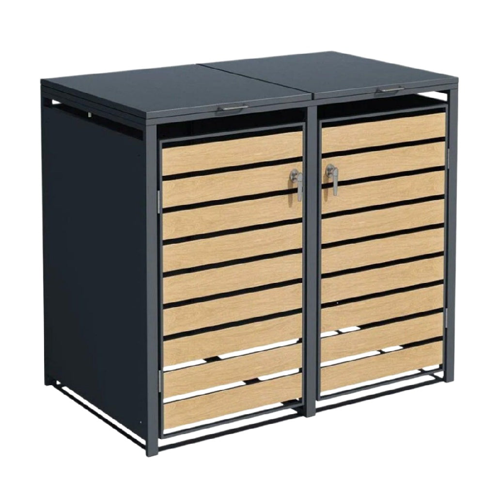 Outdoor Storage Cabinet for Garden Tools in Metal and Wood - 80 x 40 x 85